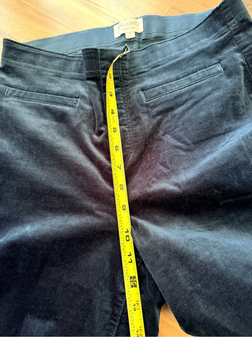 Anthropologie Pilcro Pull-On Retro Flare Velvet Jeans Teal Green Blue Size 29 - Picture 5 of 9